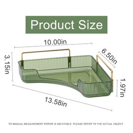 INVSSENE Corner Bathroom Countertop Organizer, Vanity Trays for Counter, Makeup Organizers, Perfume Tray, Kitchen Spice Rack, (Green, 1 Tier)