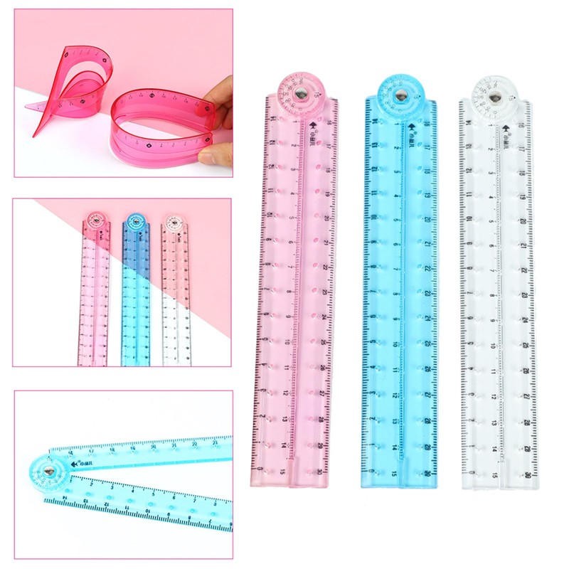 Transparent Folding Ruler, Straight Line Ruler, Math Drawing Ruler, Student