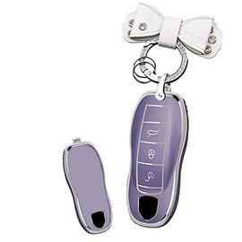 HIBEYO Key Fob Cover Compatible with ABS Key Shell Holder Accessories with Keychains-Bow Key Chain(Purple)