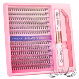 MAGEFY Pestañas Postizas Mixtas C Curl Suave y Ligero Kit de Extensión de Pestañas DIY en Casa con Pegamento y Pinzas(9-16mm 10P)