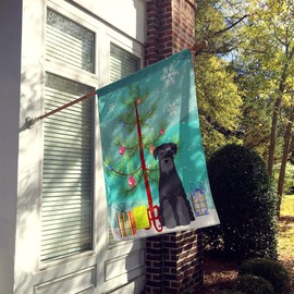 Caroline's Treasures BB4157CHF Merry Christmas Tree Standard Schnauzer Black House Flag Large Porch Sleeve Pole Decorative Outside Yard Banner Artwork Wall Hanging, Polyester, House Size, Multicolor