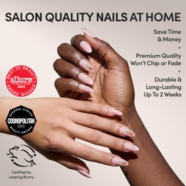 Glamnetic Press On Nails - Cherry Bow | Medium Almond Fake Nails with Pink French Tips, Lace Trim & 3D Cherry Accents in Glossy Finish, Salon Quality | 15 Sizes - 30 Nail Kit with Glue