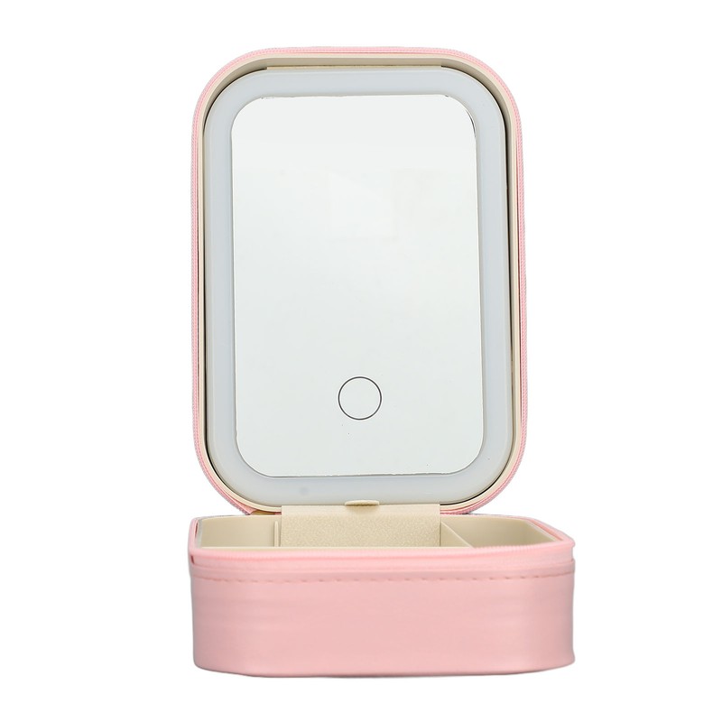 Jewelry Storage Box 3 Color Adjustable Lighting Leather Travel Makeup