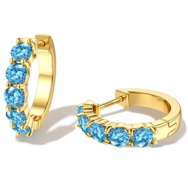 Dochais Hoop Earrings Gold for Women, 14K Gold-Plated Huggie Earrings with Cubic Zirconia, Hypoallergenic Large Hoop Earrings, 925 Sterling Silver Stud Pin, Trendy Jewellery Gift for Girls and Men,