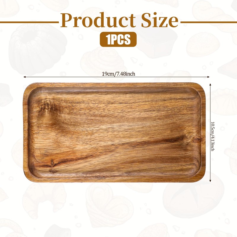 Small Acacia Wood Serving Trays, 4 x 7.5 inch Rectangle