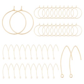 SUNNYCLUE 1 Box 40 Pieces 20 Pairs 18K Gold-Plated Earring Hooks for Jewellery Making Hypoallergenic Ear Hooks Brass Earring Hooks and Hoop Earrings for Making Jewellery Accessories