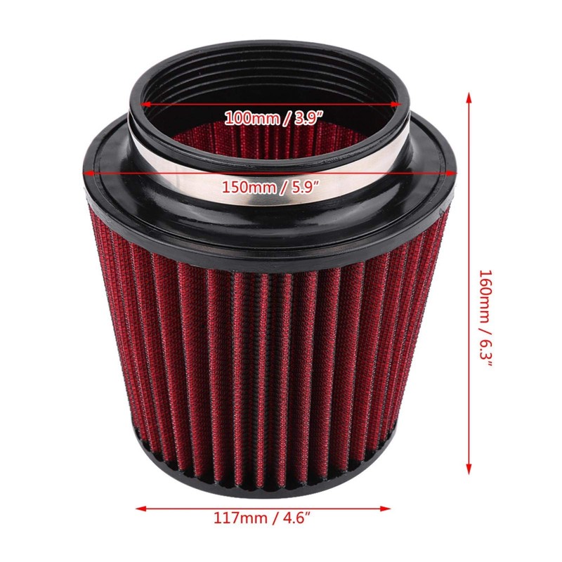 4 Inch Cone Filter, Akozon Car Air Filte, 100mm/3.9in Universal