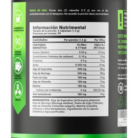 Greens Blend 180 Cápsulas. Ingredientes naturales: Espirulina, Moringa, Weathgrass Clorela, Matcha y Aloe Vera Mezcla Herbal. Greens Blend B Life.