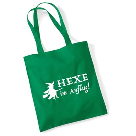 Huuraa Jute Bag Witch in the Approach Gift 10 Litres Cotton Witch Gift Idea, Green (Kelly green), Unit size
