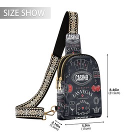 Gambling Symbols Vintage Casino Printing Small Crossbody Sling Bags Chest Bag for Women Fanny Packs Purses