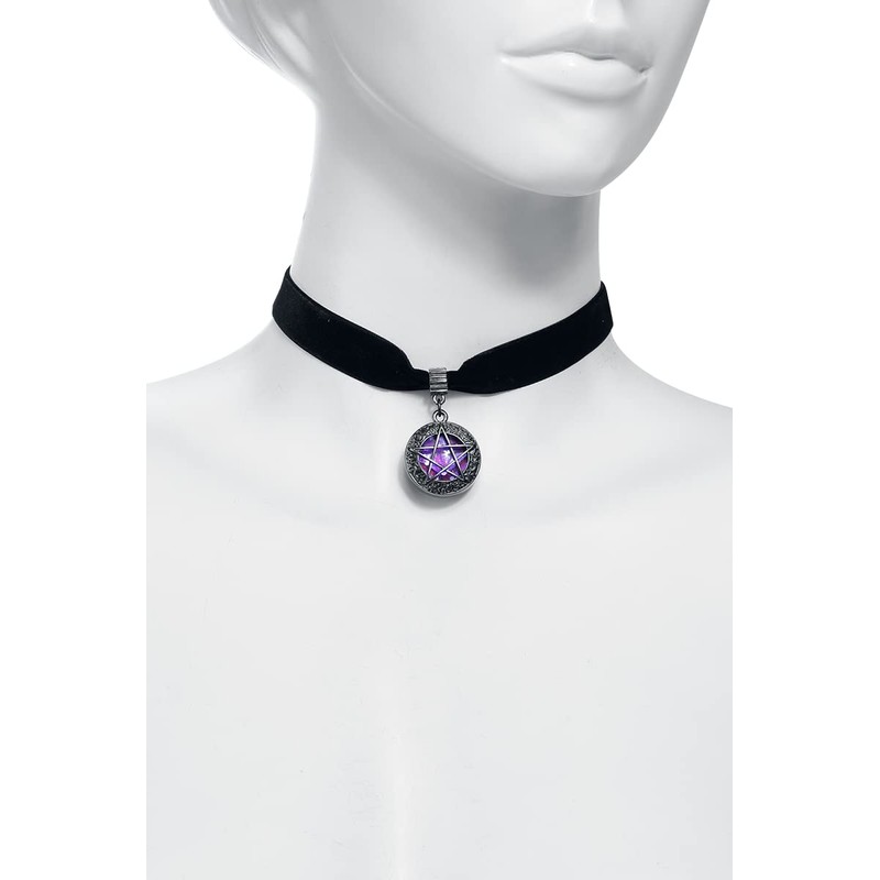 Gothicana by EMP Women's Black Purple Pentagram Jewellery Set, Polyester