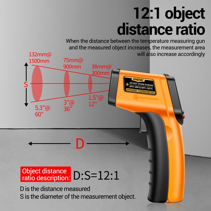 ANENG ANENG TH201 -50℃～400℃ /-58℉～752℉ Non-Contact Infrared Thermometer IR Thermometer
