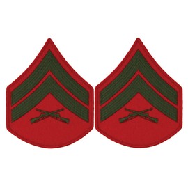 Green on Red USMC Chevrons - Corporal - Male