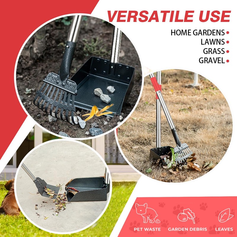 FUSBUNTY Pooper Scooper, Long Handle Dog Pooper Scooper, Heavy Duty