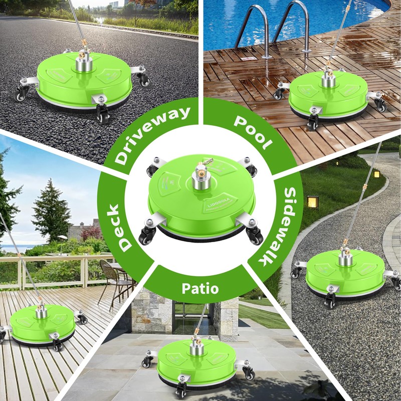 LidoDola 14'' Pressure Washer Surface Cleaner Green, Power Washer Accessory
