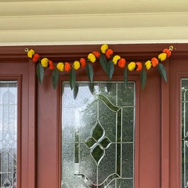 LOVENSPIRE Marigold Mango Leaf Door Toran Hanging Valance Festival Marigold Garland Window Indoor Outdoor Decor Bandarwal Pooja Decor Wedding Favor Diwali Decor