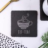 Engraved Square Slate Coaster -"FIF-TEA" Design - 50th Milestone Birthday