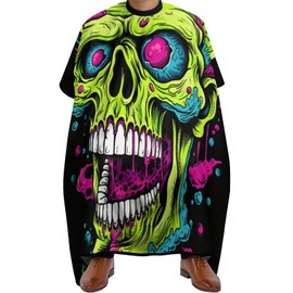 TEERMLLQWA Head Skull Zombie Professional Barber Cape Polyester Hair Cutting Salon Cape Water Stain Resistant Apron Cutting Hair Beard Hairdressing Cape Anti-Static Haircut 56.7×66.9 Inch 1Pack