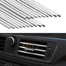 Norhogo Pack of 20 ventilation grille car decoration, 20 cm car tuning trims, DIY ventilation grille, interior strips, decorative strips for most ventilation slots, silver