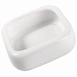 Reptile Food Bowls Ceramic Square Reptile Water Food Dish, Pet Food Bowl for Lizards, Young Bearded Dragons, Small Snakes, Gecko Tortoise Spider (White, Medium-1Pack)