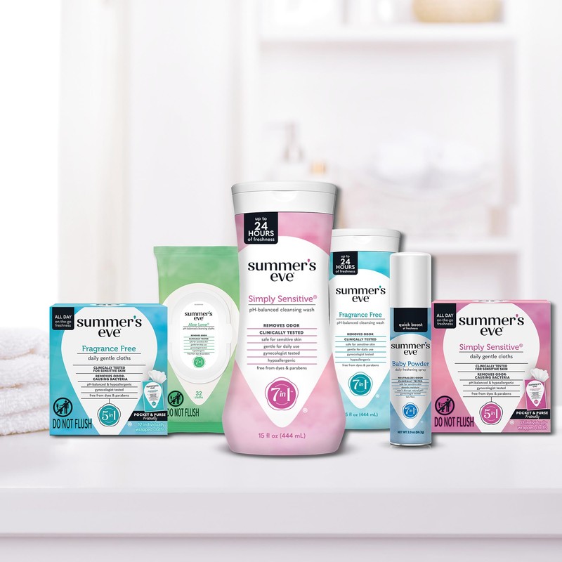 Summer's Eve Simply Sensitive Daily Gentle Feminine Wipes, Removes Odor,