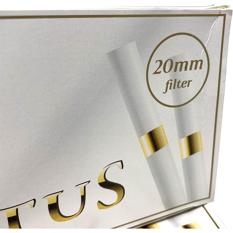 White Empty Regular 20mm Filter Tubes with Golden Ring -