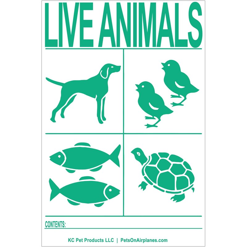 International AIR Transport Travel Live Animal Species Labels 6pk