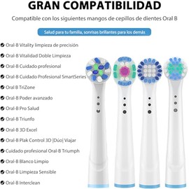 Cabezales de Repuesto para Oral B, 16 Unidades, Cerdas Extra Suaves, Compatibles con Braun, Modelos 2000/4000/5000/6500