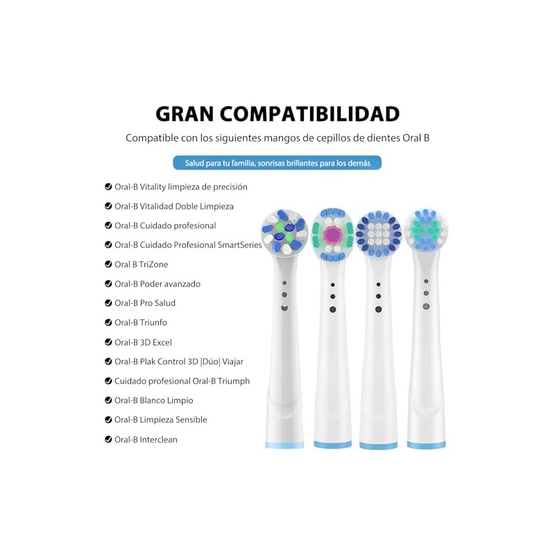 Cabezales de Repuesto para Oral B, 16 Unidades, Cerdas Extra