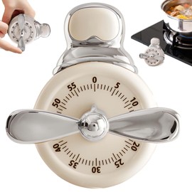 60 Minute Mechanical Loud Sound Timer - Battery Free, Manual Wind-Up with Loud 72dB Alarm for Cooking, Baking, Yoga, Classroom (Beige)
