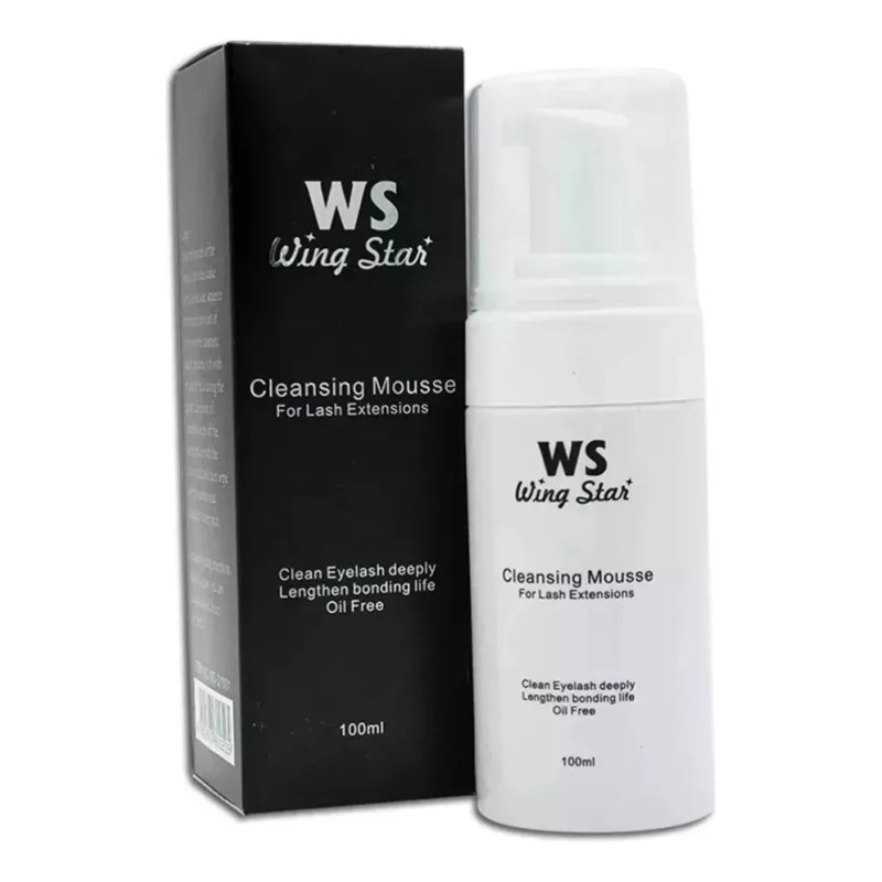 Wingstar Espuma Limpiadora Shampoo + Brocha Extensión Pestañas Mink