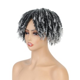 BECUS Short Dreadlock Hair Topper for Men 6 Inch Dreadlocks Hair Short Hair Toupee Wiglets Hairpieces（Grey Mixed Black 1B/60）