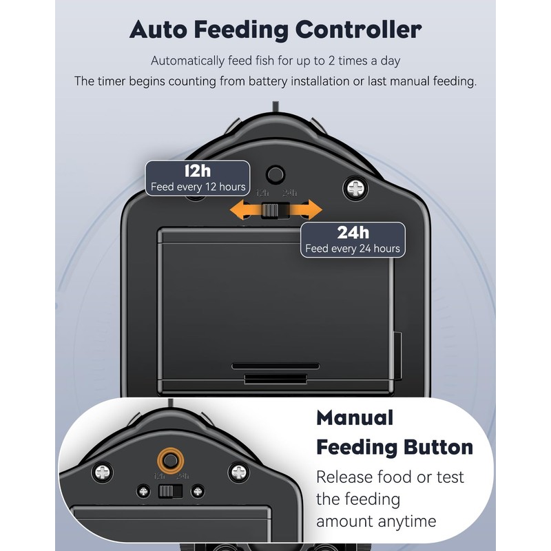 Pawfly Automatic Fish Feeder for Aquarium - 60 ml Adjustable
