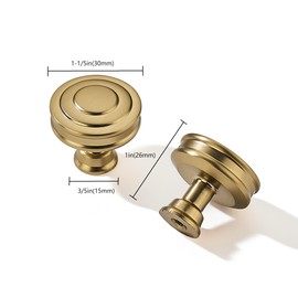 khtumeware 5 Pack 1-1/4 Inch(32mm) Champagne Bronze Round Cabinet Knobs Heavy Duty Solid Satin Brass Cabinet Hardware for Cupboard Drawer Handles Dresser Pulls