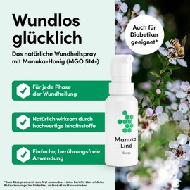 ManukaLind ManukaLind Wundheilspray 2x30ml - Nat??rlich wirksam mit Manuka-Honig MGO 514+ - F??r alle Wundheilungsphasen - Ideal f??r Reiseapotheke & Notfallset