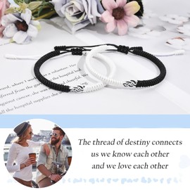 PZXHRY Couples Bracelets Matching Bracelets For Couple Anniversary for Him and Her Long Distance Relationship Gifts for Girlfriend Boyfriend Husband Wife Birthday Soulmate White Black