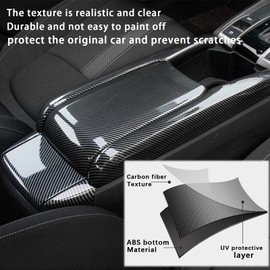 YJMOTOR Fit Civic 10th Gen Armrest Box Cover ABS Central Console Cover Decorate Protective Compatible with Honda Civic 2018-2021 Lnsight EX 2019-2022 3Pcs(Glossy Carbon Fiber Pattern)