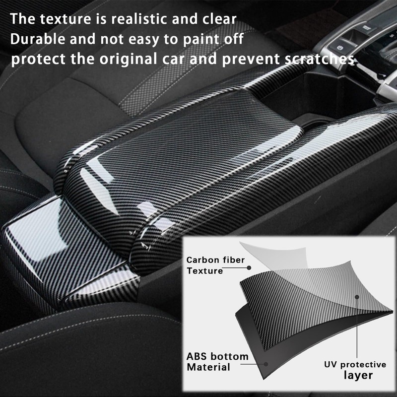 YJMOTOR Fit Civic 10th Gen Armrest Box Cover ABS Central