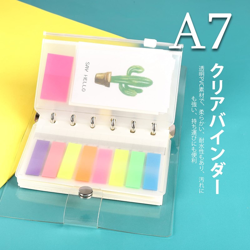 Leobro A7 Transparent Binder, Mini 6 Hole Notebook, Pocket Size,