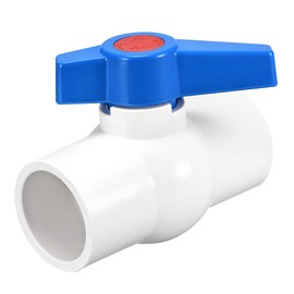 sourcing map Ball Valve, 40mm ID PVC Socket End Shut off Valve for Aquarium Setup, Sump Pump, Pool, Garden Sprinkler White Blue