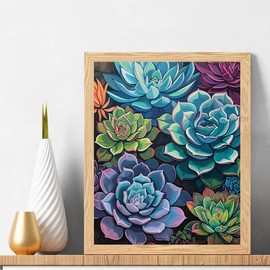 Natuyalo Paint by Numbers for Adults Beginner, Succulent Plants Acrylic Easy Paint by Numbers Kits Garden Landscape Craft Kits for Adults Suitable for Home Wall Decoration Flameless 16x20 Inch
