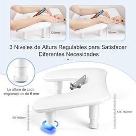 Reposabrazos para Uñas en Forma de U,Reposa Manos para Uñas con 4 Soportes Ajustables,Reposabrazos para Manicura con Soportes Giratorios para Teléfono