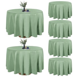 Easy-Going 6 Pack Sage Green Tablecloths 108 Inch-Round for 8 Ft Round Table, Washable Polyester Waterproof Stain Resistant Table Cloth, Decorative Table Cover for Kitchen, Dining Tables, Events