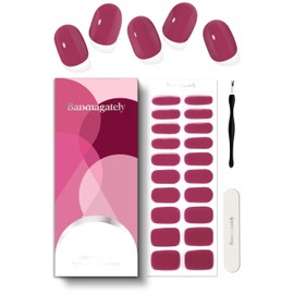 Banmagately Semi Cured Gel Nail Strips, 20Pcs Long Lasting Salon Quality Wraps, Easy Apply & Remove Gel Nail Stickers with UV Light (Mysteries Plums Purple)