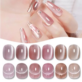 Coikaze Magnetic Nails, Ultra Fine Particles, Gel Magnets, Gel Nails, Magnetic Nails, Galaxy Gel, Color Gel, Cat Eye, UV/LED Compatible, 6 Color Set, Gel Nail Kit, Beginners, Pro (Ultra Delicate