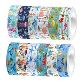 STOBOK Ocean Animal Washi Tape Marine Life Stickers for Scrapbooking Journals DIY Crafts