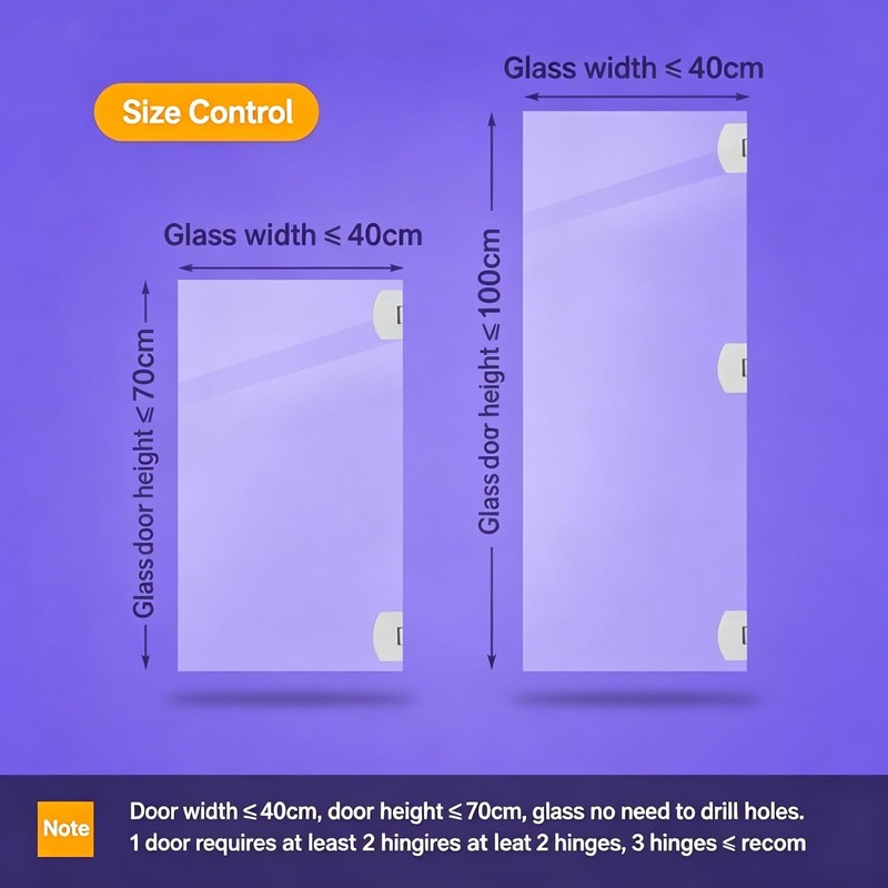 5-10mm No-Drill Glass Door Hinges,Zinc 90 Degree Heavy Duty Alloy