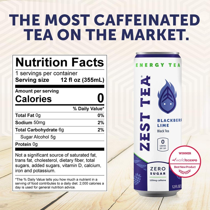 Zest Tea Energy Ice Tea, No Sugar, 0 Calories, High