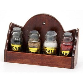 Melody Jane Dollhouse Wall Shelf with Spice Jars Miniature Kitchen Accessories