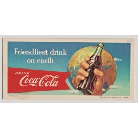 VINTAGE COCA-COLA COKE INK BLOTTER 1956 FRIENDLIEST DRINK ON EARTH ADVERTISING